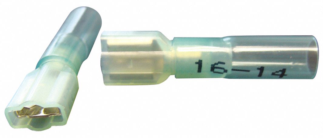 FEMALE DISCONNECT, BLUE, NYLON/POLYOLEFIN, FULL COVERAGE, HEAT SHRINK, 10 PK
