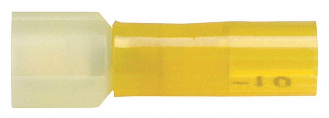 MALE DISCONNECT, YELLOW, NYLON/POLYOLEFIN, FULL COVERAGE, HEAT SHRINK, 10 PK