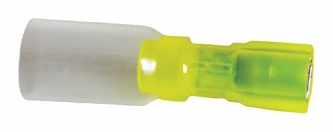 FEMALE DISCONNECT, YELLOW, NYLON, FULL COVERAGE, HEAT SHRINK, 10 PK