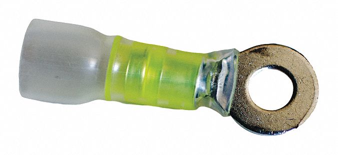 RING TERMINAL, NYLON, YELLOW, 5/16 IN STUD SIZE, 12 AWG TO 10 AWG WIRE SIZE RANGE, 10 PK