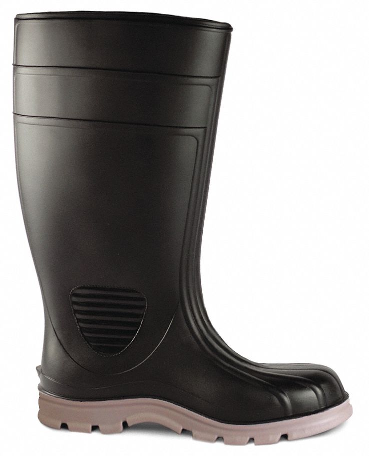 TALON TRAX Rubber Boot, Men's, 10, Knee, Plain Toe Type, PVC, Black, 1 ...