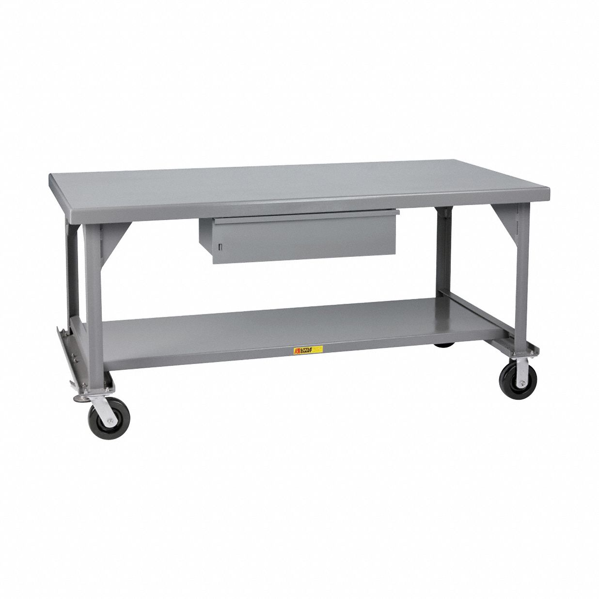 Workbench: Fixed Ht, Steel, 72 in x 36 in, 3, 600 lb Overall Load Capacity, Gray
