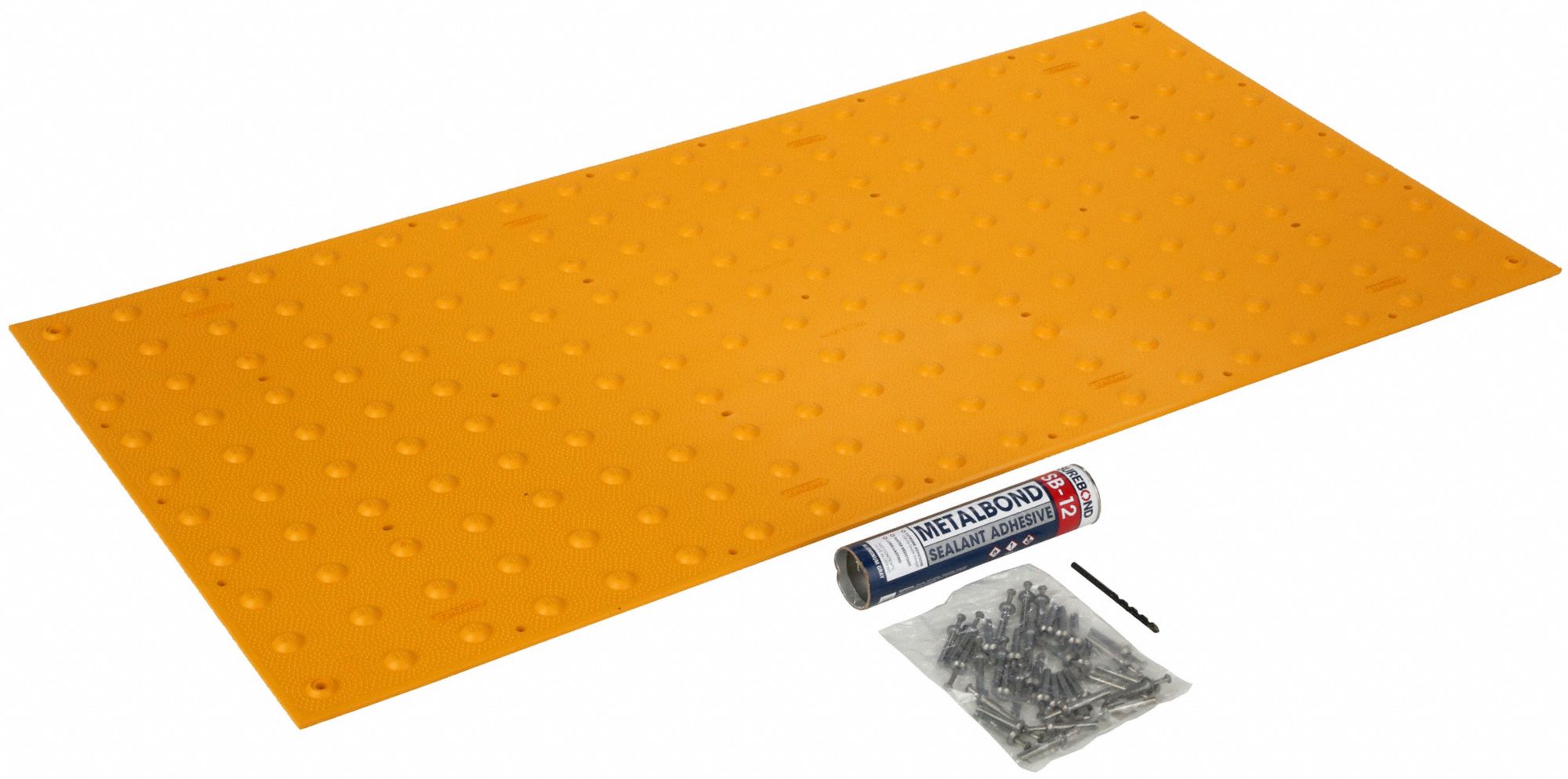 TUFTILE ADA Warning Pad Concrete, Surface Applied, Polymer, Yellow, 4