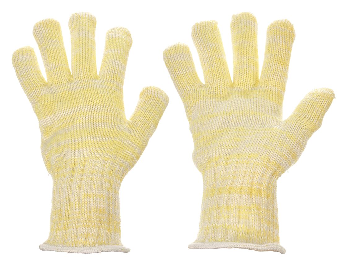 Heat Resistant Glove, L, Yellow/White, PK12