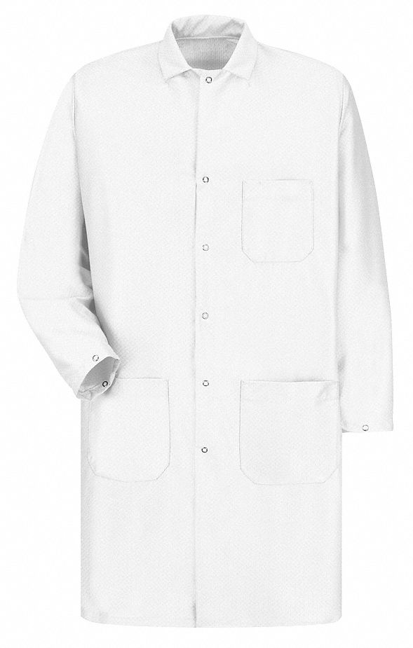 RED KAP AntiStatic Lab Coat, White, XL 21EP62KK28WH RG XL Grainger