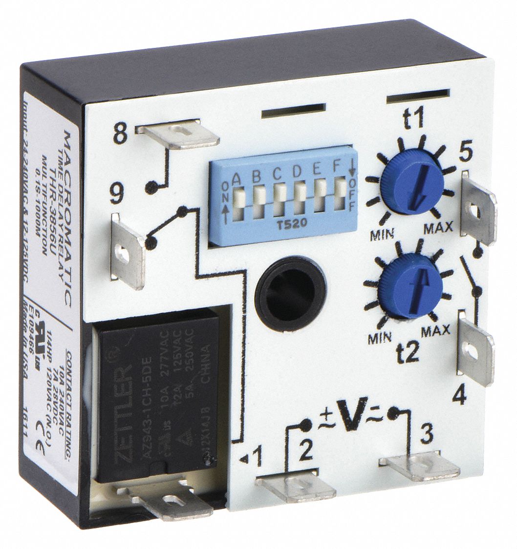 MULTI-FUNCTION ENCAPSULATED TIMING RELAY, SURFACE MOUNTED, 24-240V AC, 12-125VDC, 24 A