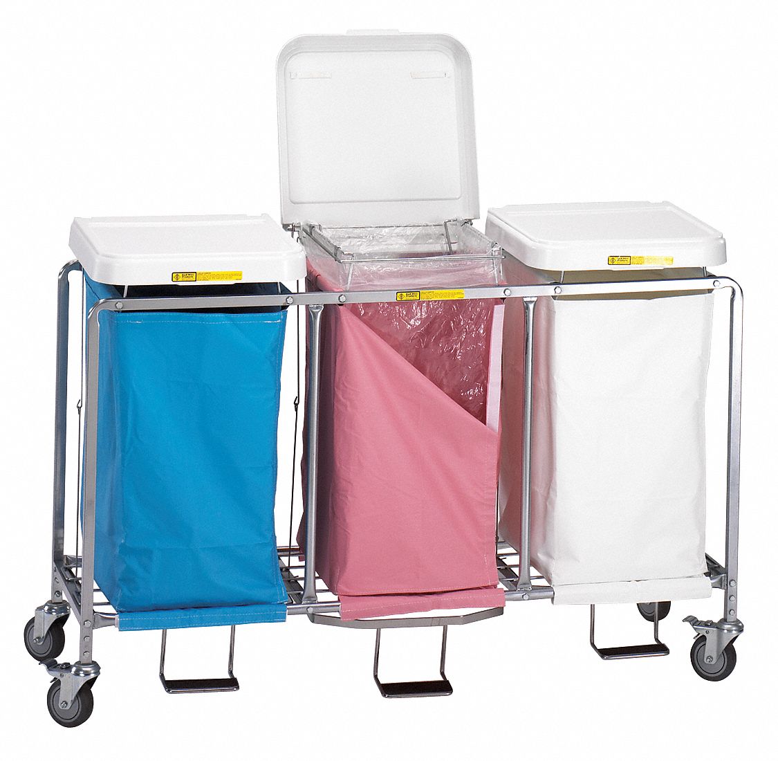 R&B WIRE PRODUCTS INC. 3-Compartment Sorting Hamper Cart, 90 Lb ...