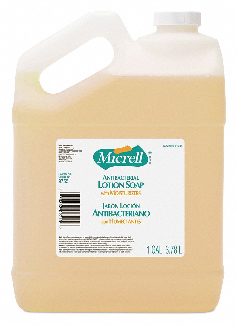 Hand Soap: Lotion, 1 gal, Jug, Citrus Fragrance, Micrell Series, 4 PK