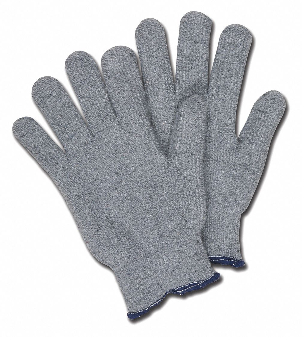 Knit Gloves: L ( 9 ), Glove Hand Protection, Uncoated, Cotton, 14 oz Fabric Wt, 12 PK