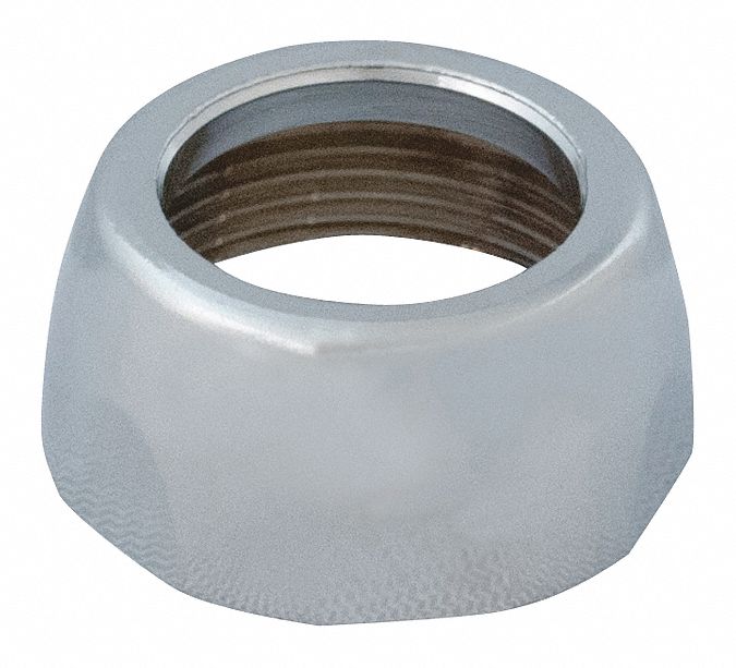 Spout Nut: Chicago Faucets, Brass, Chrome, Spout, 5/8 in Overall Ht, Female