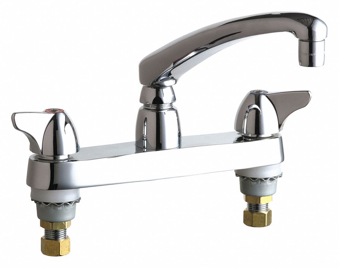 LOW ARC KITCHEN FAUCET: CHICAGO FAUCETS, 1100, CHROME FINISH, 2.2 GPM FLOW RATE