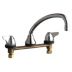 Low-Arc-Spout Dual-Dome-Lever-Handle Three-Hole Widespread Deck-Mount Kitchen Sink Faucets