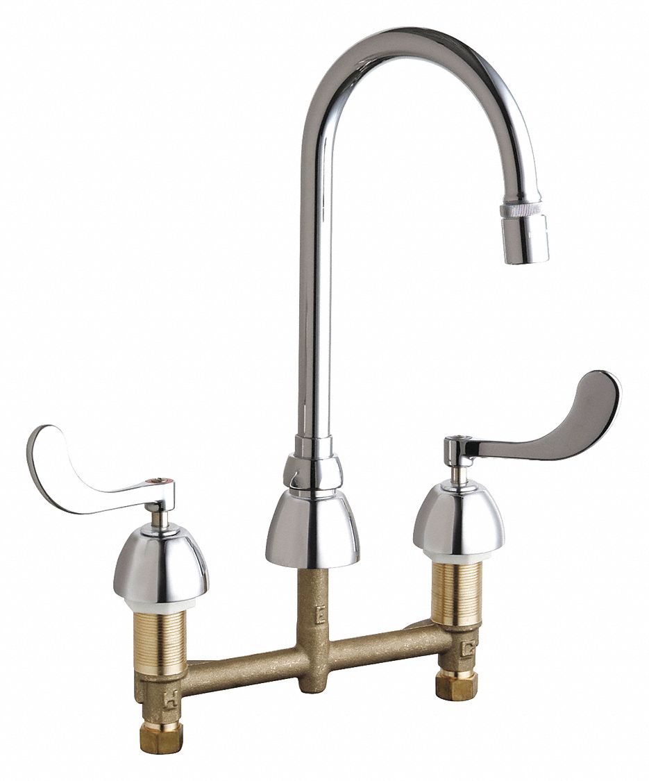 GOOSENECK KITCHEN/BATHROOM FAUCET: CHICAGO FAUCETS, 786, CHROME FINISH, 2.2 GPM, MANUAL