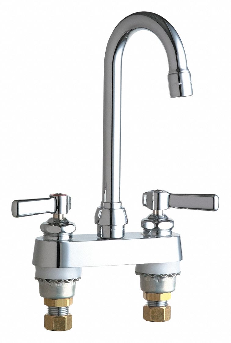 GOOSENECK KITCHEN/BATHROOM FAUCET: CHICAGO FAUCETS, 895, CHROME FINISH, 2.2 GPM FLOW RATE