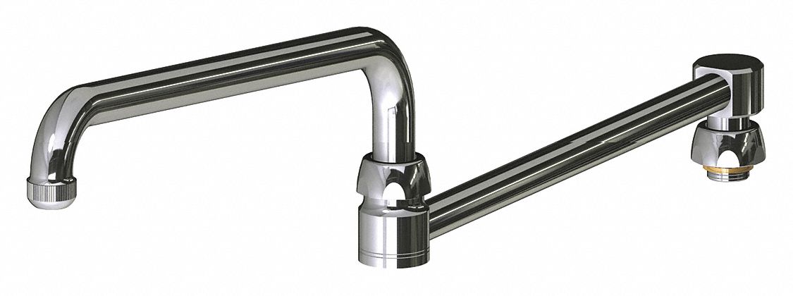 Spout: Spout, Double-Joint, Double Jointed/Swivel Spout, Brass, Polished Chrome