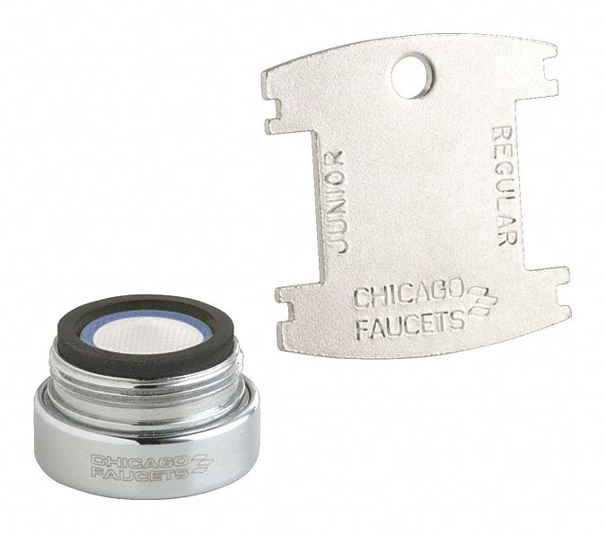 Aerator: 1 gpm Flow Rate, Laminar Flow Outlet, Brass, Chrome Finish, Male, UNS