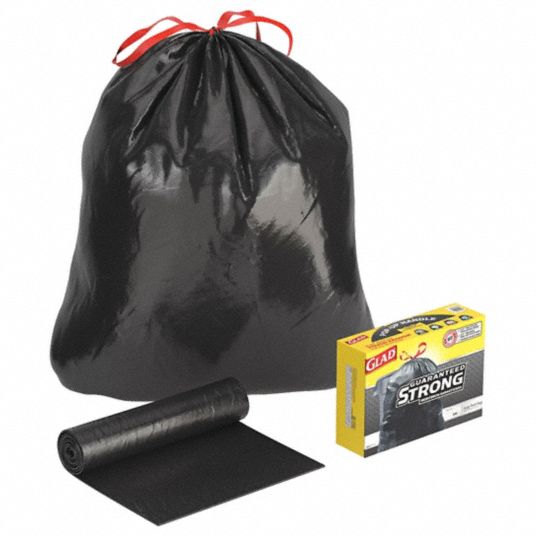 Glad Drawstring 30 Gallon Trash Bags, Black - 90 Count