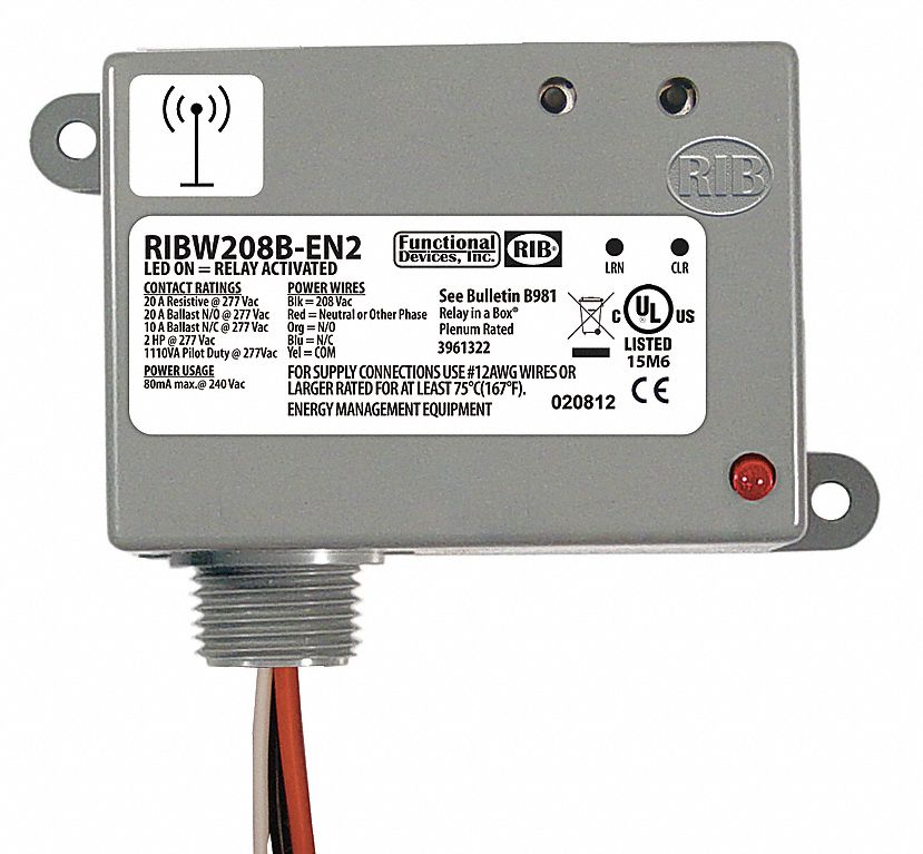Wireless Relay and Transmitter, 208V AC, 2Way Wireless, Dry Contact