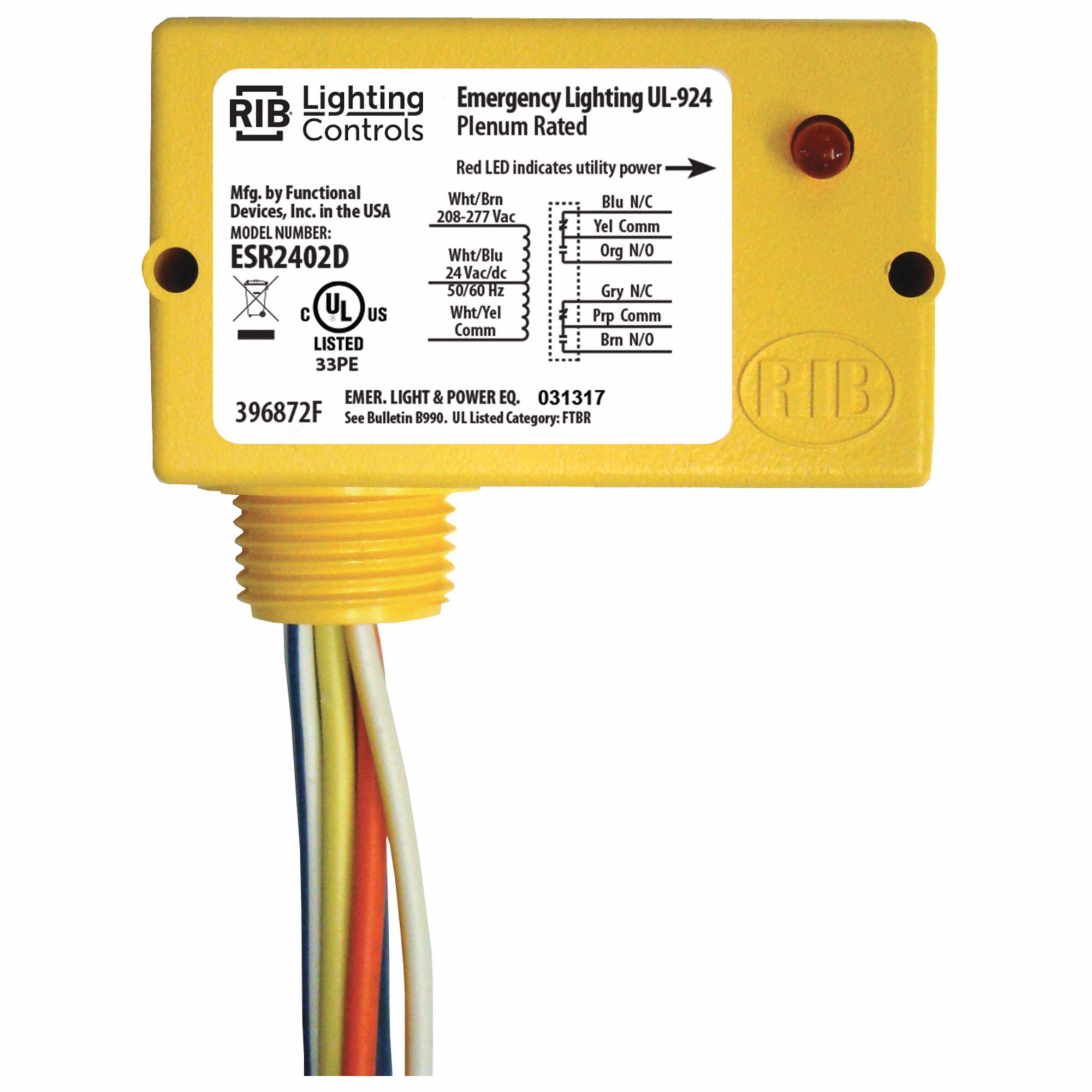 RELAIS,24VCA/VCC,208-277VCA,10A,BIPOLAIR