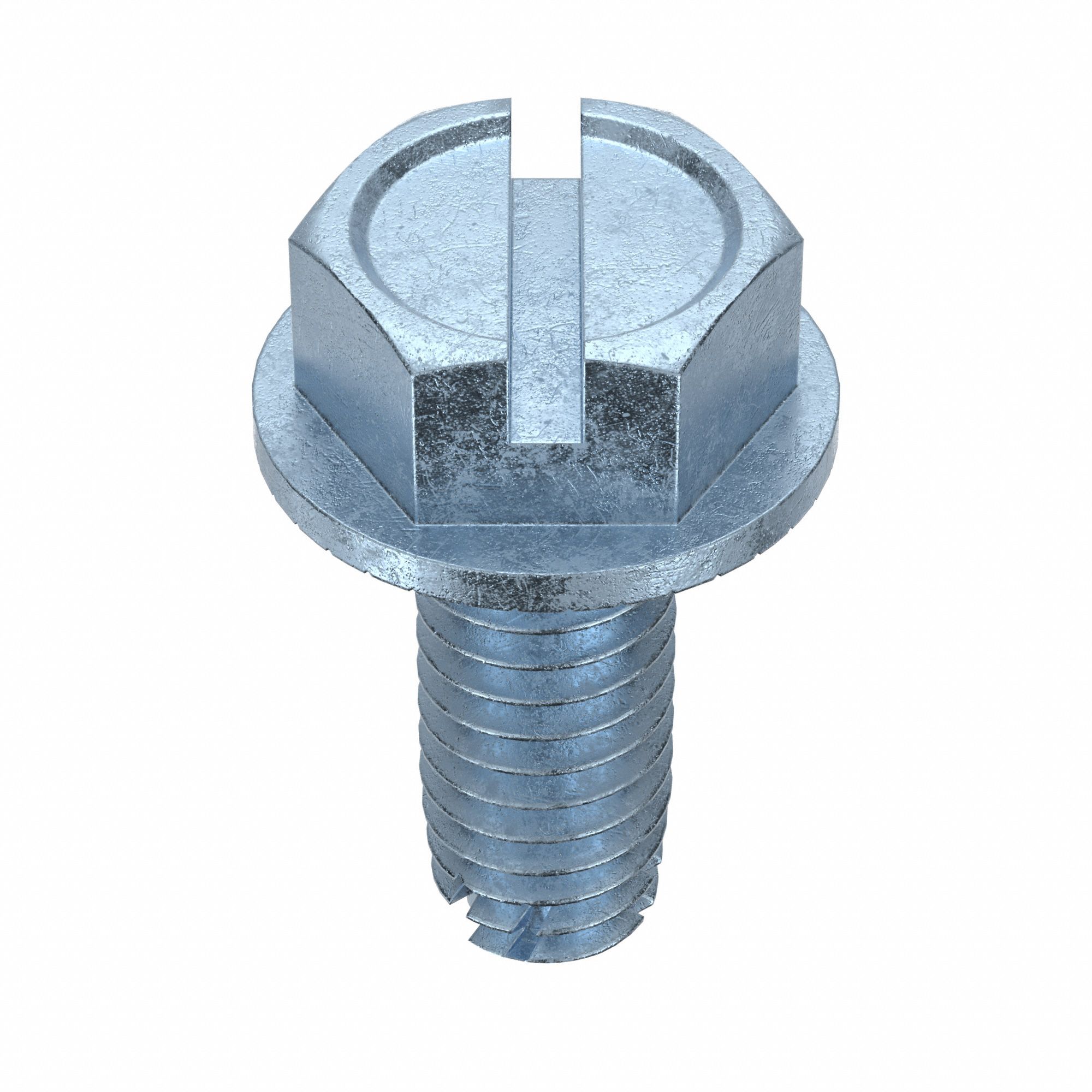Thread-Cutting Screw: 5/16" Size, 3/4 in Lg, Hex Washer, Slotted, Steel, Zinc-Plated, 100 PK