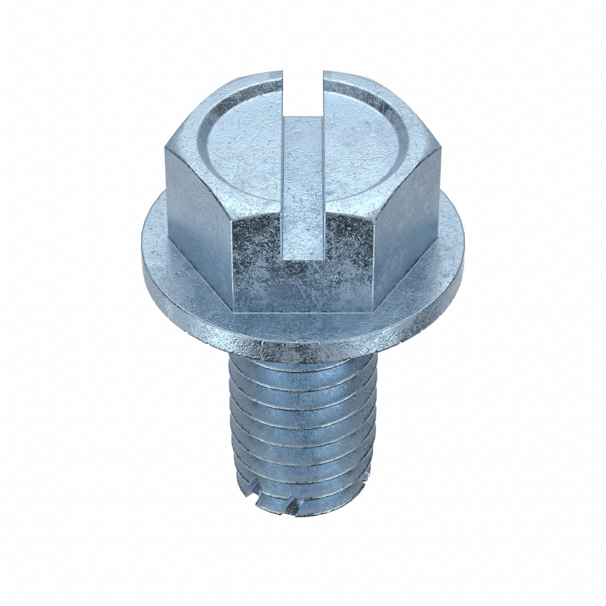 Thread-Cutting Screw: 3/8" Size, 3/4 in Lg, Hex Washer, Slotted, Steel, Zinc-Plated, 100 PK