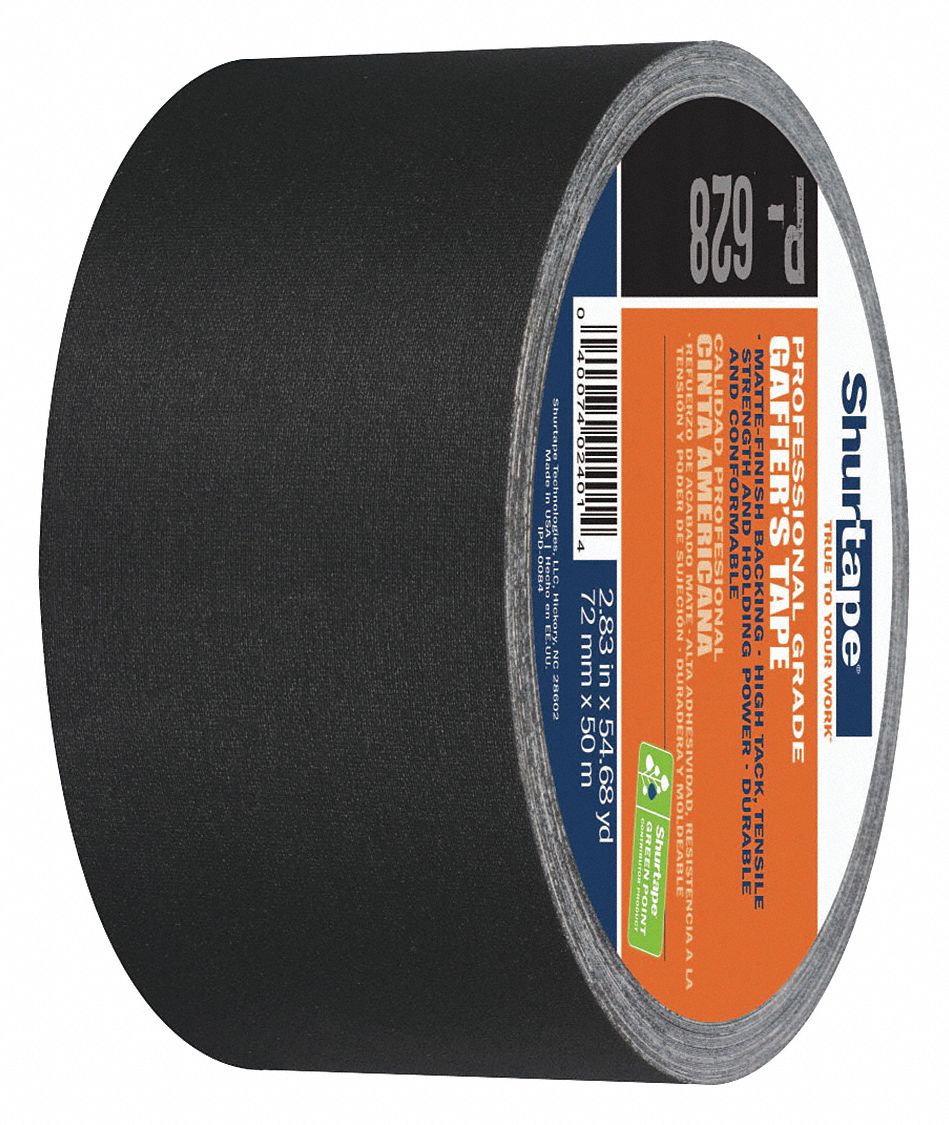 SHURTAPE GAFFER'S TAPE, BLACK, 2 13/16 IN X 54 YD, 10¾ MIL, VINYL