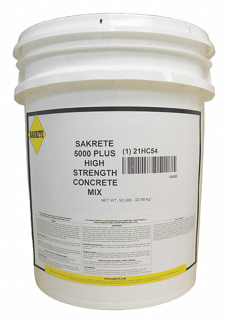 SAKRETE High Strength Concrete Mix,50 lb.,Pail - 21HC54|120020 - Grainger