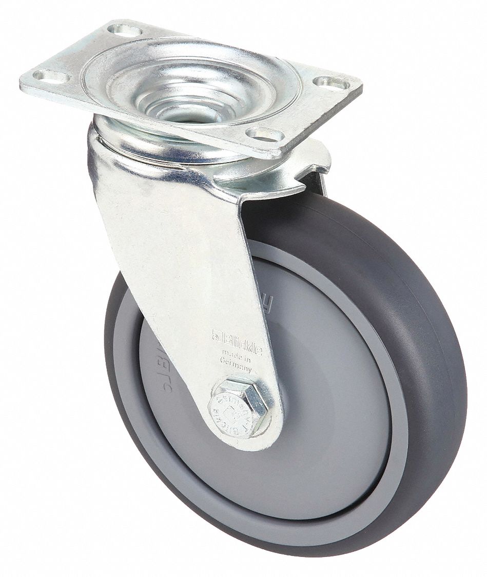 STANDARD PLATE CASTER, 4 15/16 IN WHEEL DIAMETER, 400 LB, 5⅞ IN MOUNTING H, FIRM