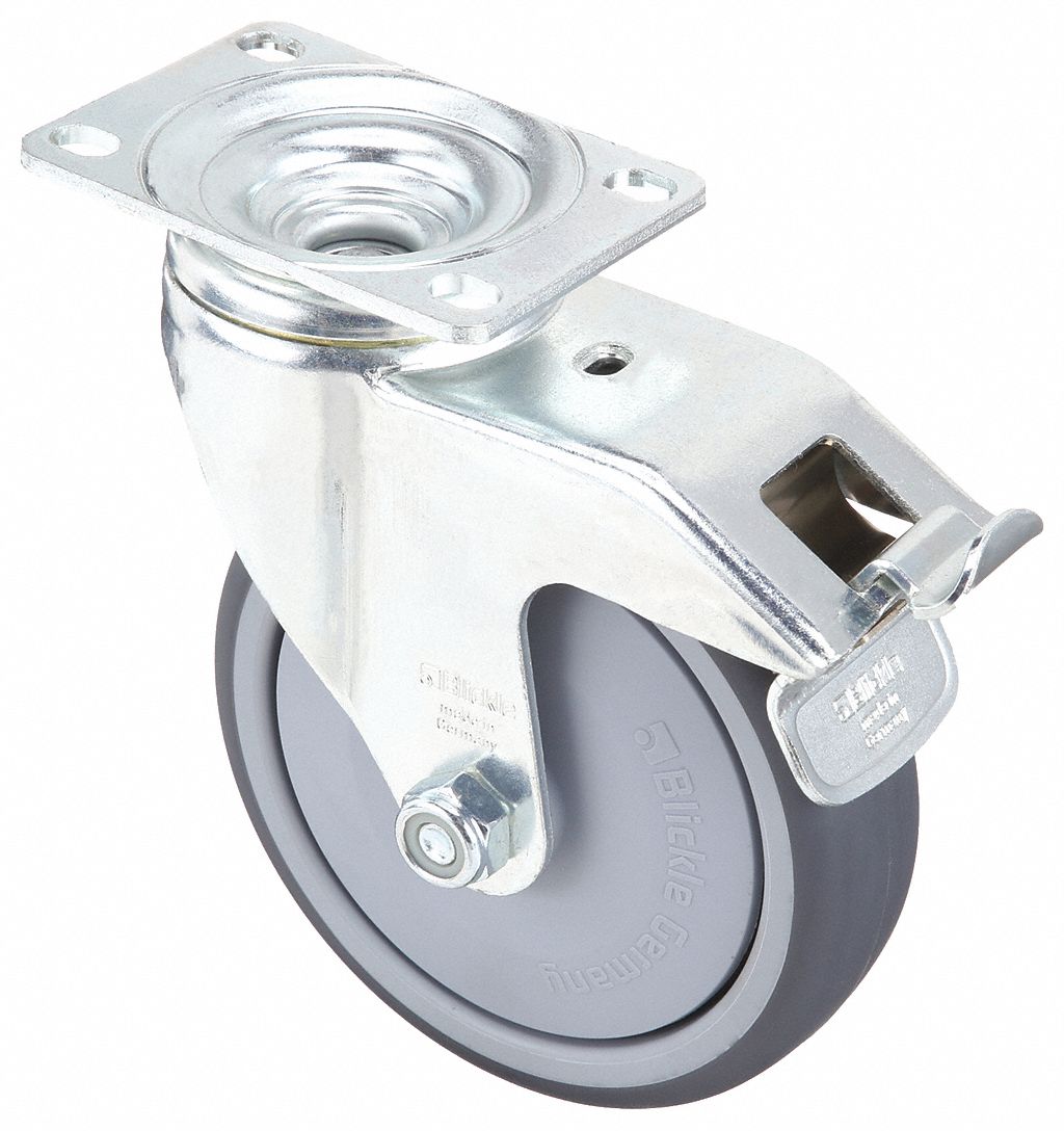 STANDARD PLATE CASTER, 3 15/16 IN WHEEL DIAMETER, 400 LB, 4 15/16 IN MOUNTING H, FIRM