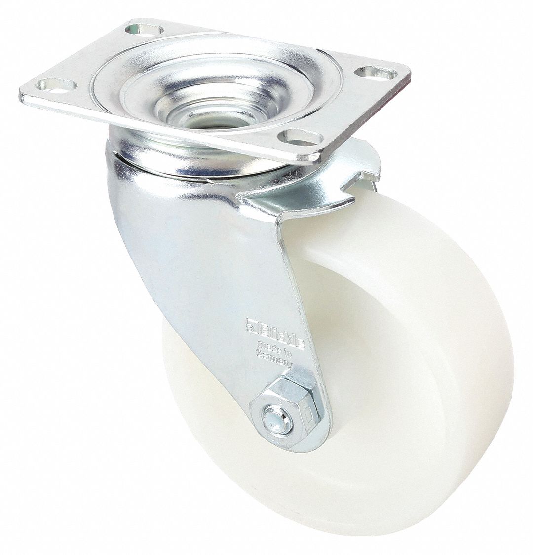 Plate Caster: Swivel, No Brake, 4 in Wheel Dia, 1 7/16 in Wheel Wd, Slot, Rectangle