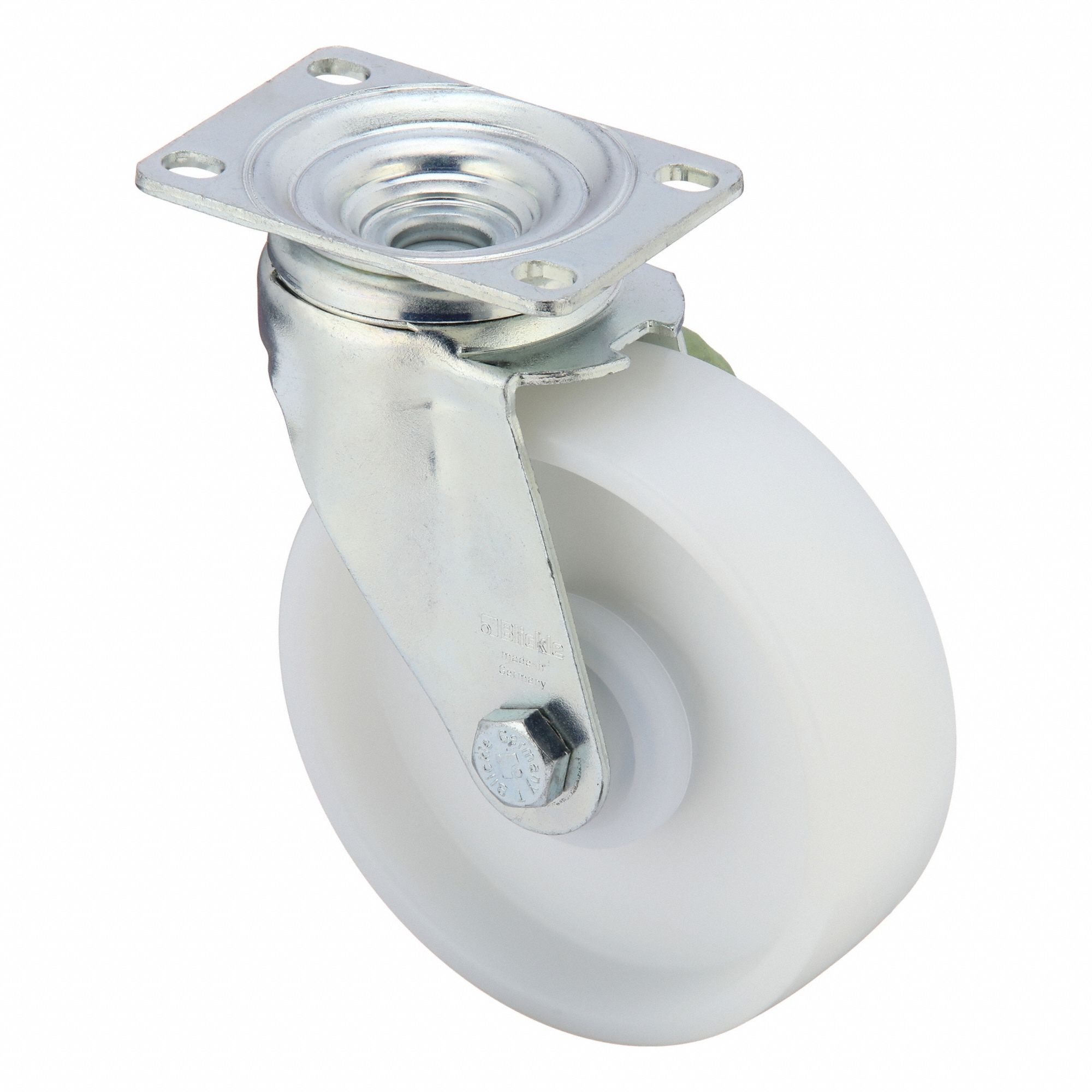Plate Caster: Swivel, No Brake, 5 in Wheel Dia, 1 9/16 in Wheel Wd, Slot, Rectangle
