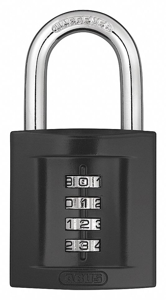 CADENAS COMB,RÉINITIALISABLE,4 CADRANS,MANILLE 1 X 1 5/16 PO,DIADE 5/16 PO,ZINC/AC TREMPÉ