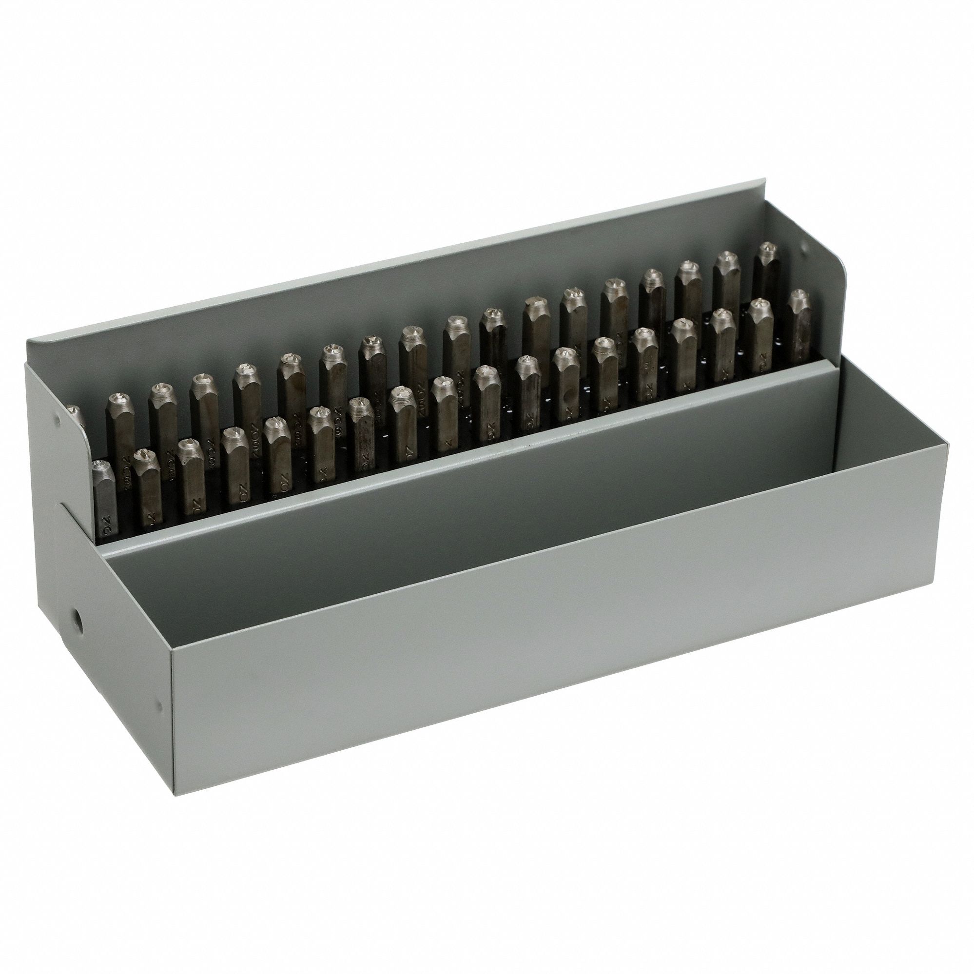 Hand Stamp Kit: 0 thru 9 (6 doubles as 9)/Ampersand (&)/A thru Z, 1/8 in Character Ht