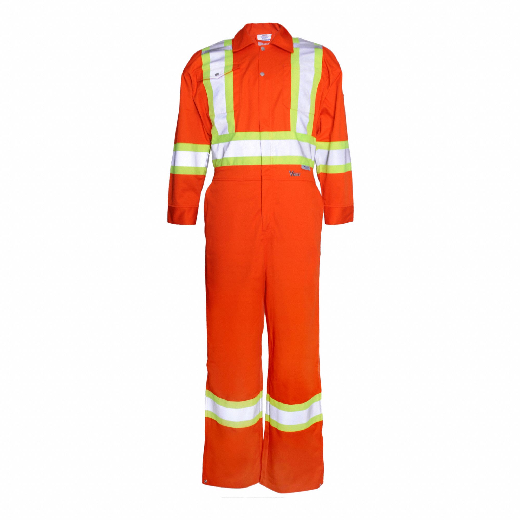 MEN'S REFLECTIVE ZIP-UP COVERALLS, 10 POCKETS, ORANGE, 2.98 OZ, SIZE M, POLY/COTTON