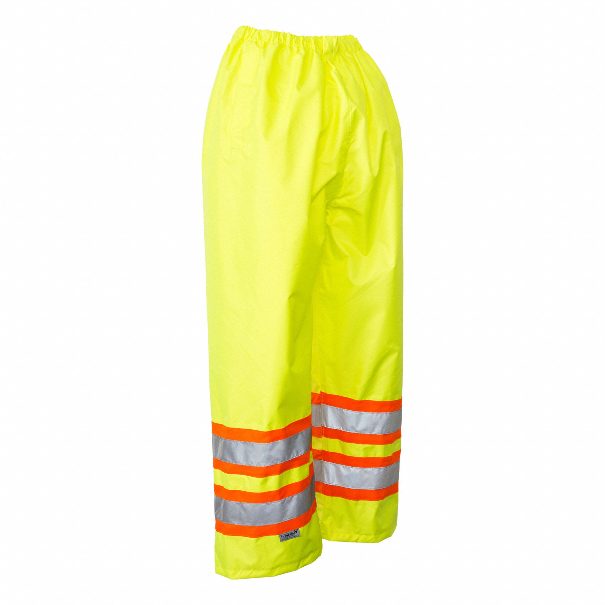 SAFETY/RAIN PANTS, MEN'S, HI-VIS, CSA, SZ L/WAIST 36 IN/INSEAM 32 IN, GRN, 150D, 300D POLY/PU