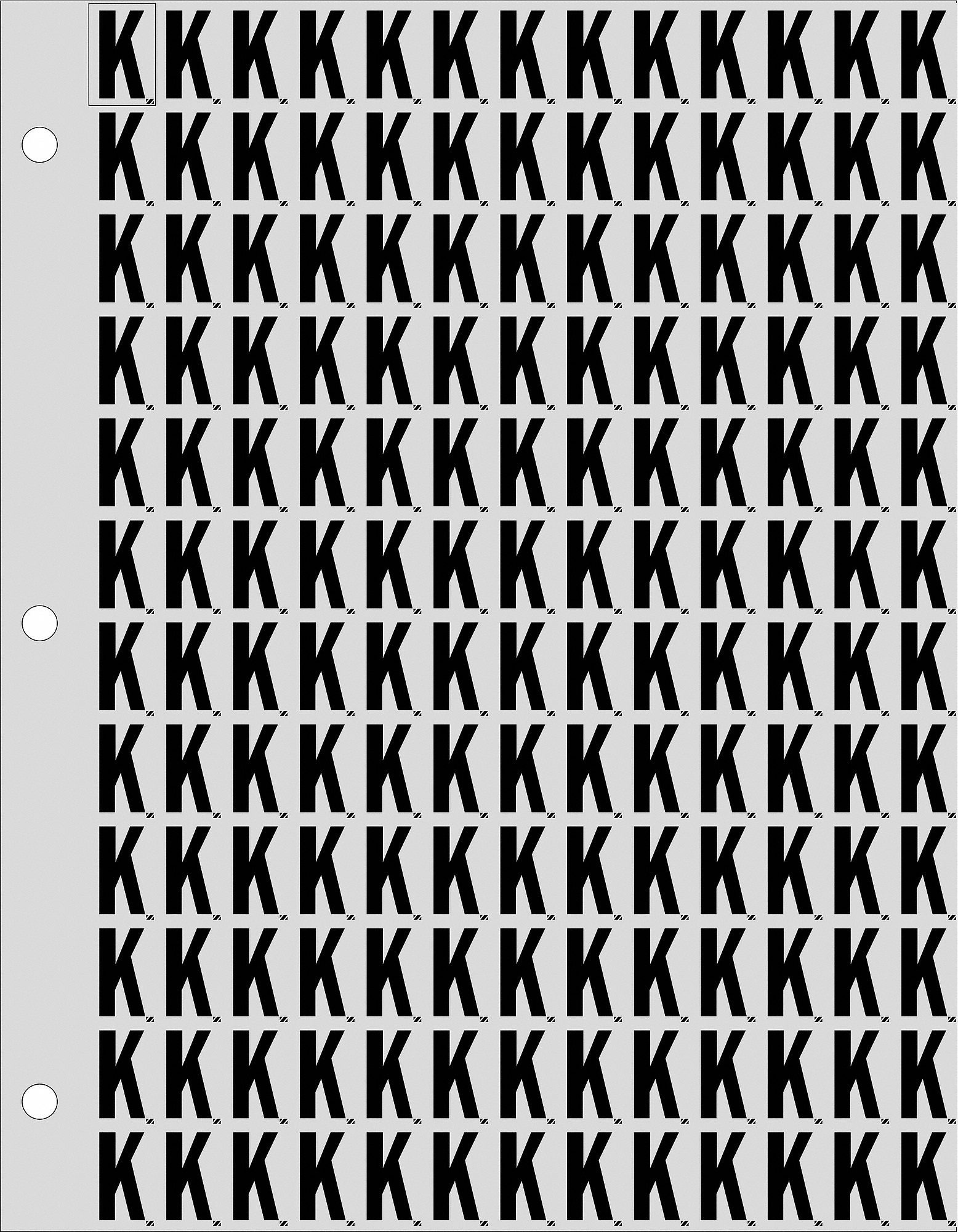 Letter Label, K, Black/Silver, 9/10 in Character Height, 1 EA Grainger