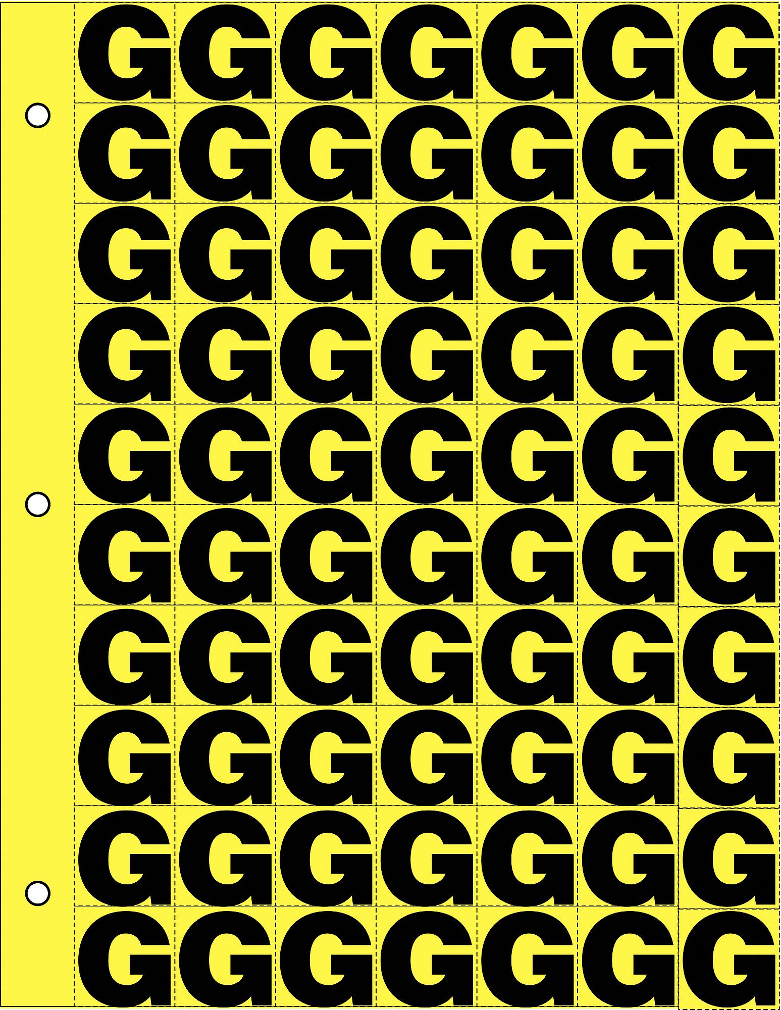 Letter Label, G, Black/Yellow, 1 in Character Height, 1 EA Grainger