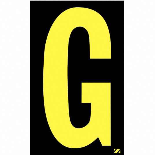 Letter Label, G, Yellow/Black, 2-1/2