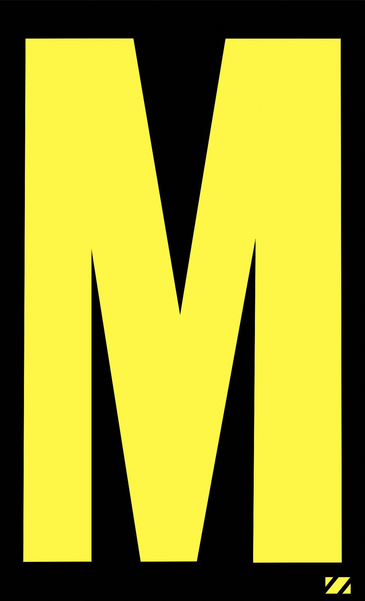 Letter Label, M, Yellow/Black, 2-1/2