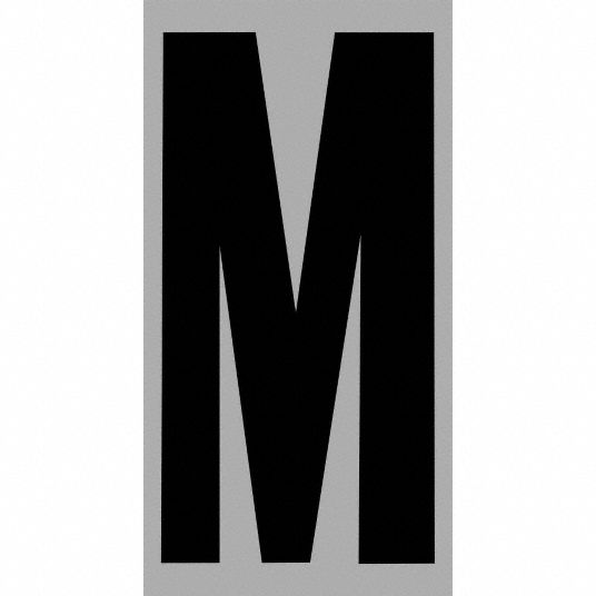 Letter Label, M, Black/Silver, 3 in Character Height, 1 EA - Grainger
