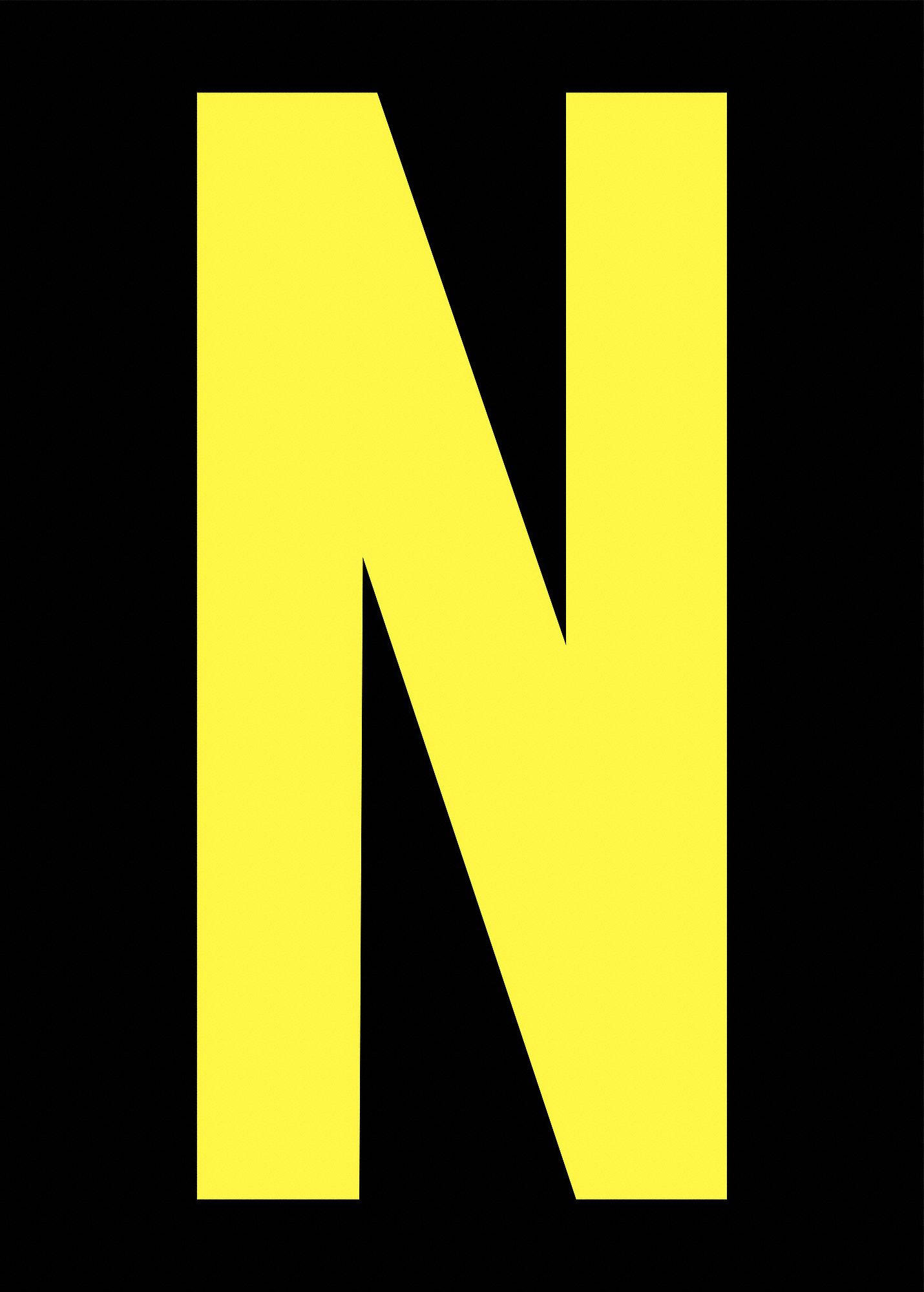 ELECTROMARK Letter Label, N, Yellow/Black, 6