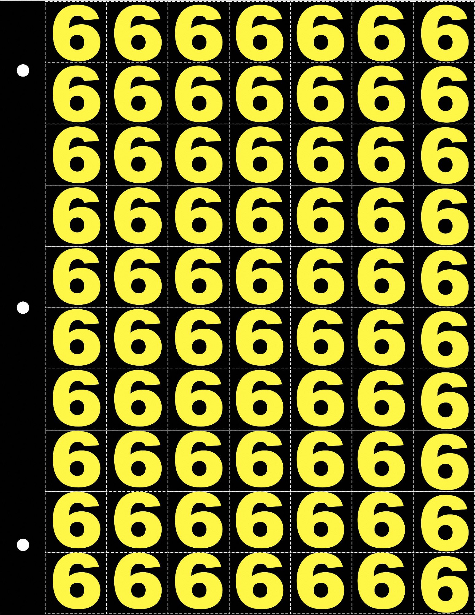 Number Label, 6, Yellow/Black, 1