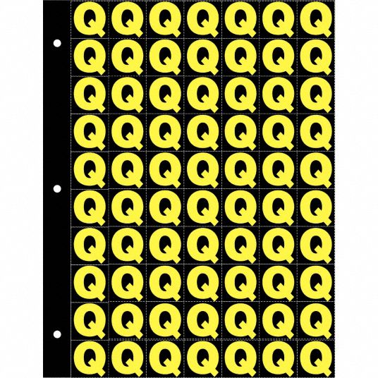 Letter Label, Q, Yellow/Black, 1