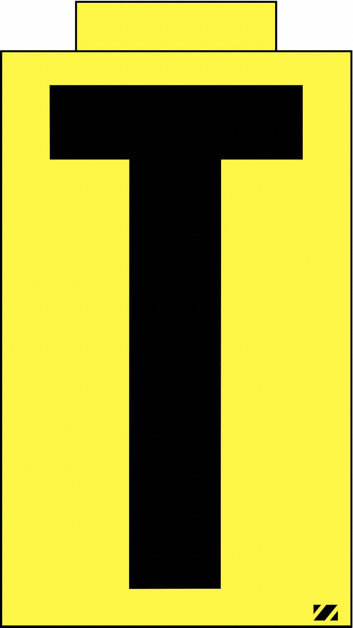 ELECTROMARK Letter Label, T, Black/Yellow, 2-1/4