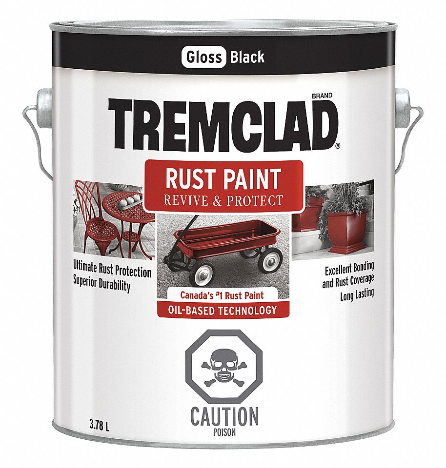 PAINT, GLOSS, RUST-RESISTANT, BLACK, 1 GALLON, OIL-BASED