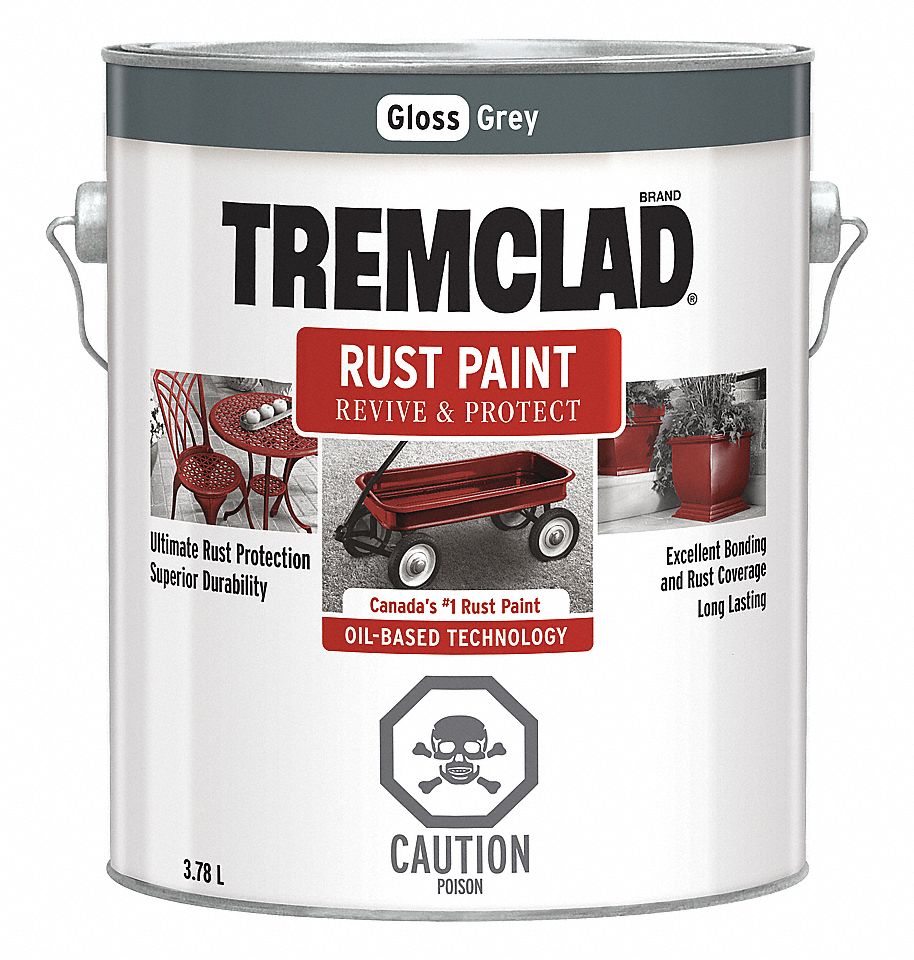 PAINT, GLOSS, RUST-RESISTANT, GREY, 1 GALLON, OIL-BASED