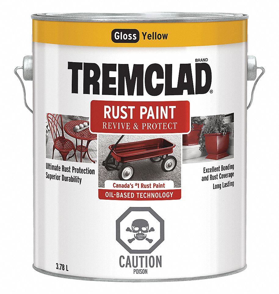 PAINT, GLOSS, RUST-RESISTANT, YELLOW, 1 GALLON, OIL-BASED