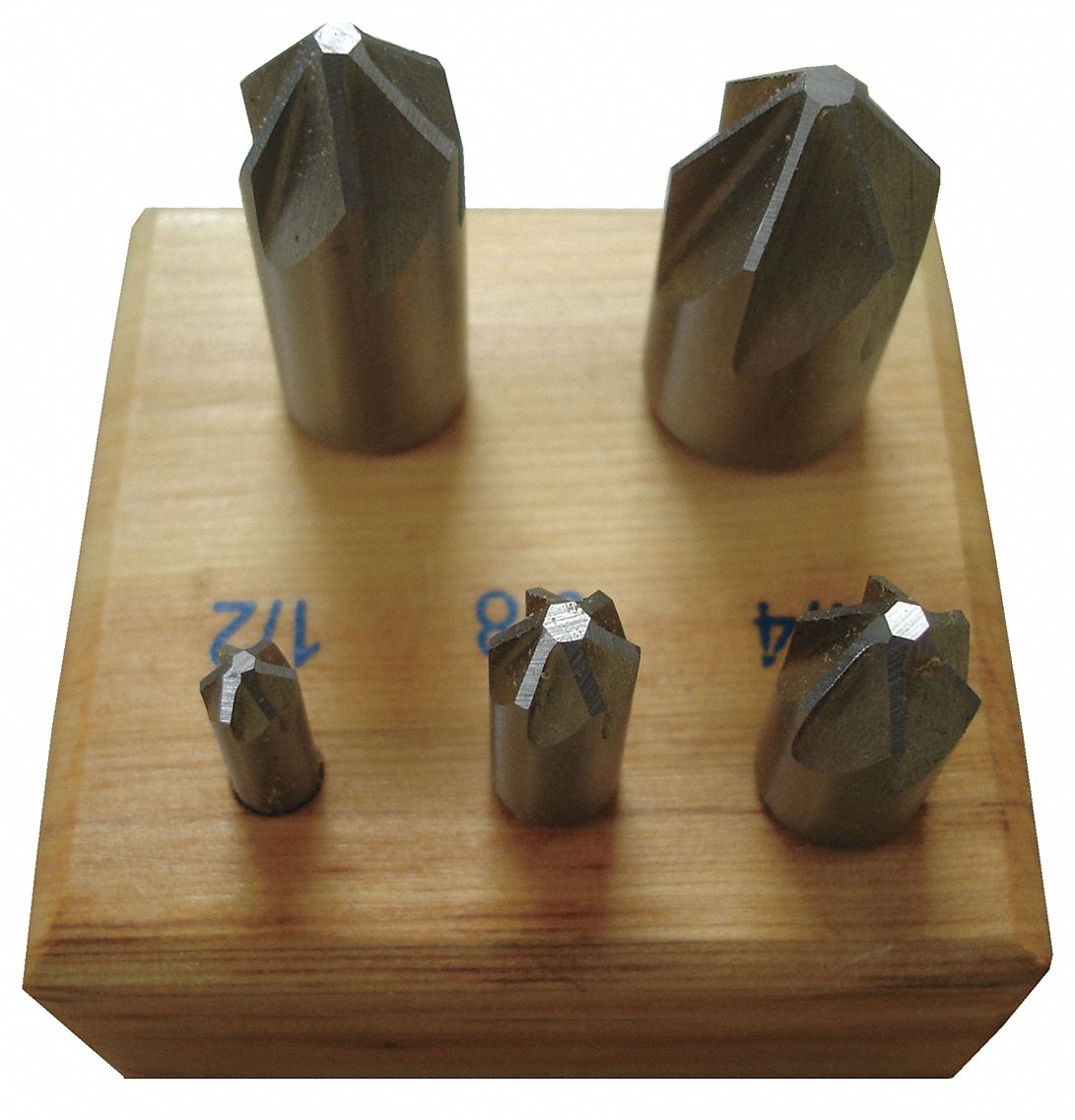 WESTWARD Countersink Set, 82 ° Countersink Angle, Number of Pieces 5, High Speed Steel, Bright