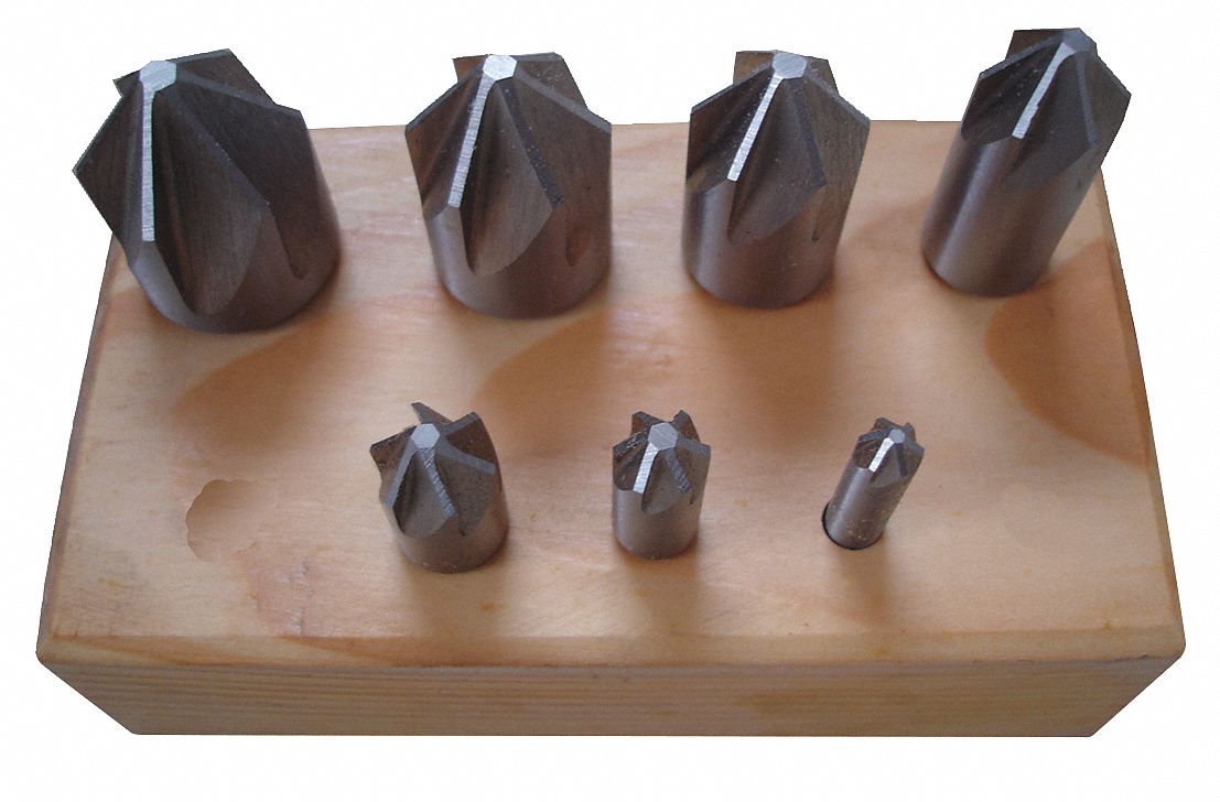 WESTWARD Countersink Set High Speed Steel, Bright (Uncoated) Finish, 7