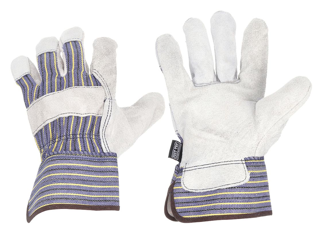 Leather Gloves: 2XL ( 11 ), Cowhide, Premium, Glove, Full Finger, Safety Cuff, 1 PR